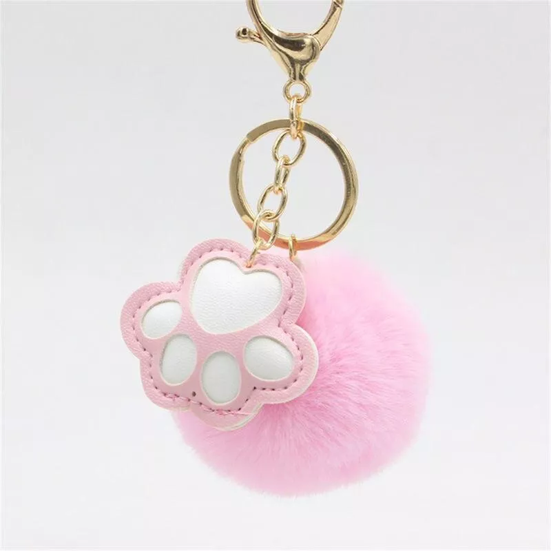 Cute Cat Paw Keychain: Cartoon Animal Pendant Charm for Bags & Car Accessories Cute Cat Paw Keychain: Cartoon Animal Pendant Charm for Bags & Car Accessories