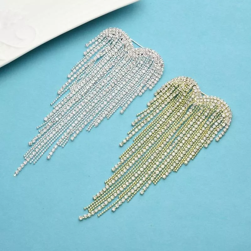 Wuli&baby Heart Tassels Brooches For Women 2021 2-color Rhinestone Weddings Party Office Brooch Pins Gifts