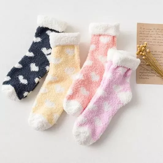 Warm Fuzzy Women Socks Candy Color Cute Heart Pattern Winter Kawaii Thick Fluffy Terry Cute Cotton Socks Christmas Korean Gift Warm Fuzzy Women Socks Candy Color Cute Heart Pattern Winter Kawaii Thick Fluffy Terry Cute Cotton Socks Christmas Korean Gift