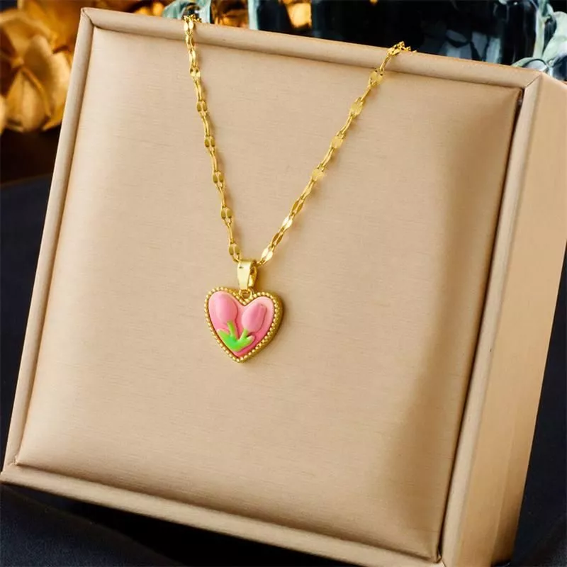 Vnox Dainty Tulip Necklaces for Women Lady,Gold Color Heart Love Flower Pendant Collar Birthday Gifts to Mom Wife Girlfriend BFF Vnox Dainty Tulip Necklaces for Women Lady,Gold Color Heart Love Flower Pendant Collar Birthday Gifts to Mom Wife Girlfriend BFF
