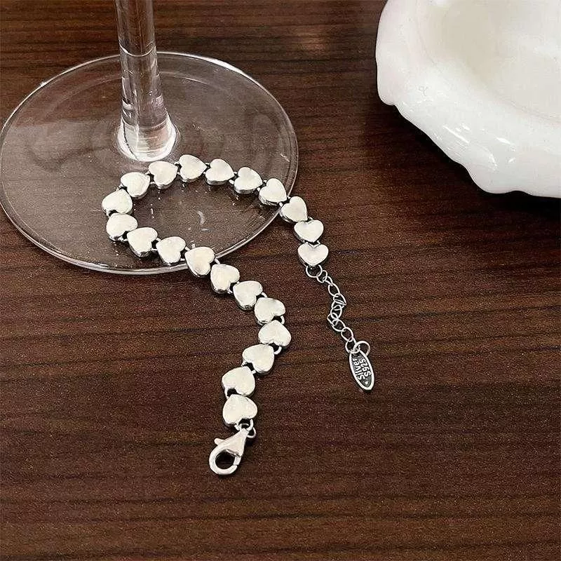Luxurious 925 Sterling Silver Thick Heart Chain Bracelet Luxurious 925 Sterling Silver Thick Heart Chain Bracelet